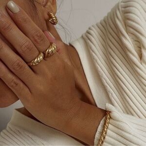 Croissant Dome 14k Gold Ring Gold Twist Ring
